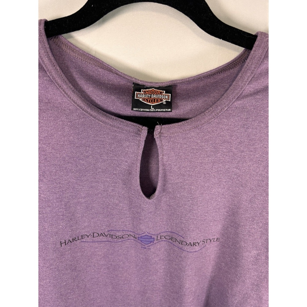 Harley Davidson Large Long Sleeve Shirt V Neck Purple Valley Forge Pennsylvania - Picture 2 of 6
